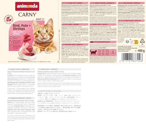 animonda Carny Katzen Nassfutter, Sorten Mix 'Kräftige Variation' (12 x 400g), getreidefreies Katzennassfutter ohne Zucker für ausgewachsene Katzen mit frischen fleischigen Zutaten