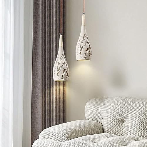 Suspension scandinave en ciment : lustre design 2 lampes en béton brut épuré