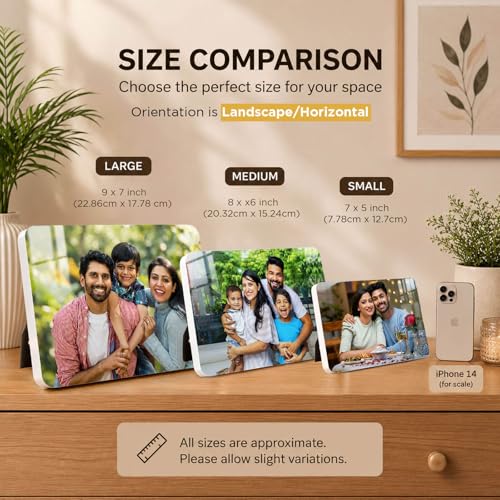 Image of Personalised Glossy Table Photo Frame | Photo Frame Customised Gift for Couple Wife Husband | Anniversary Birthday | HD Print | WPC | 8x6 Landscape