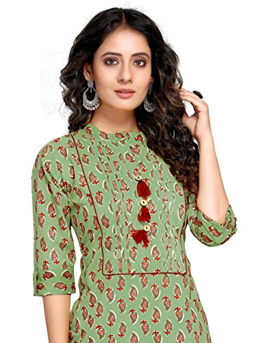Image of Rajnandini Women's Pure Cambric Cotton Jaipuri Block Printed Kurti (JOPLJPR68C-P Orange P)
