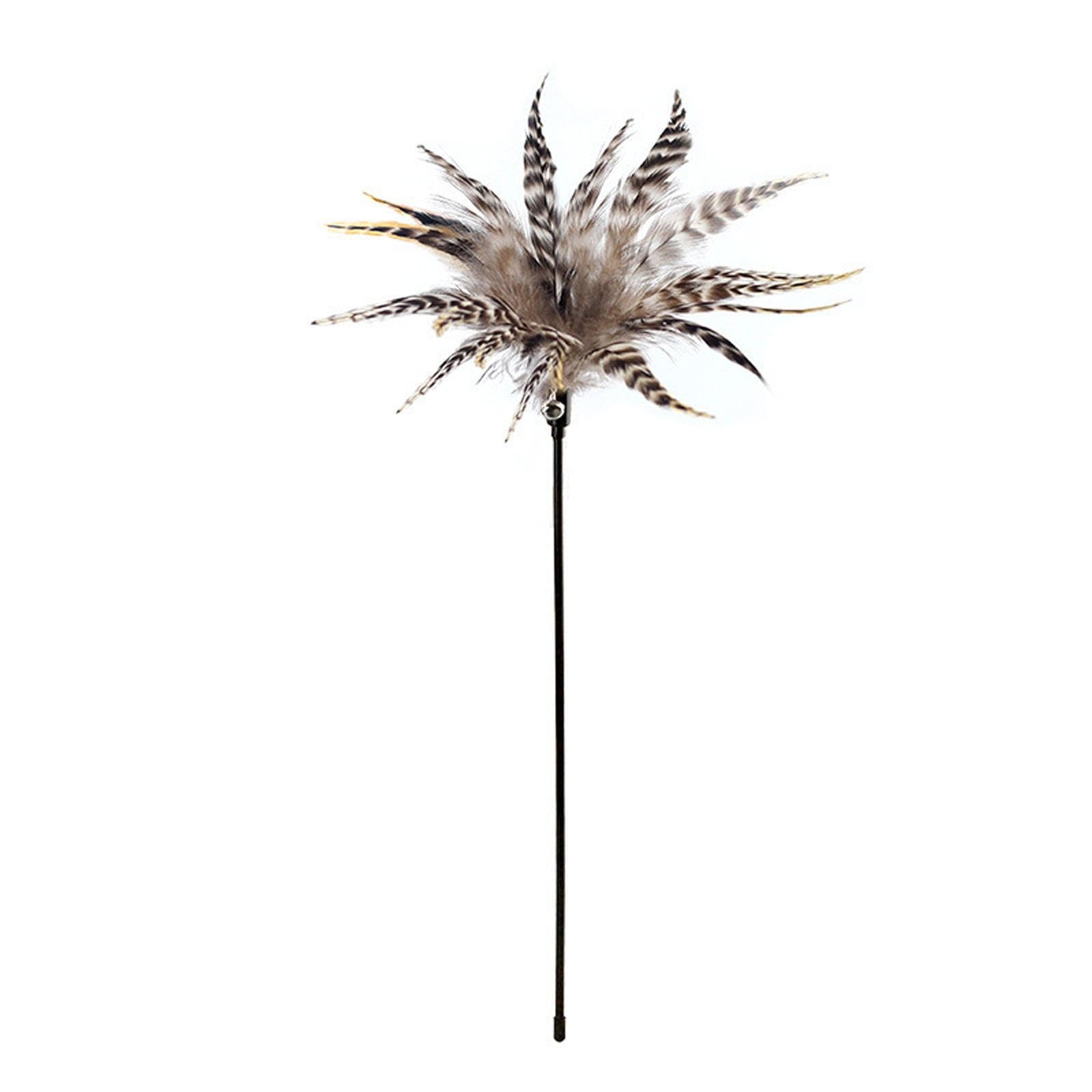 ljhnba 35cm Teaser Toy Feather Catkins Interactive Stick for Kitten Wire Chasing Funny Pet Training Tools Wand Replacement for Indoor with Bells