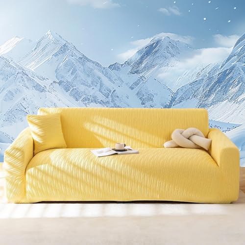 冷感ソファカバー 1-5人掛け 接触涼感 ひんやり ソファーカバー sofa coverストレッチ 涼しい 撥水加工 伸縮性 無地 柔らかい 吸湿速乾 防ダニ 抗菌防臭 洗える (3人掛け, イエロー)