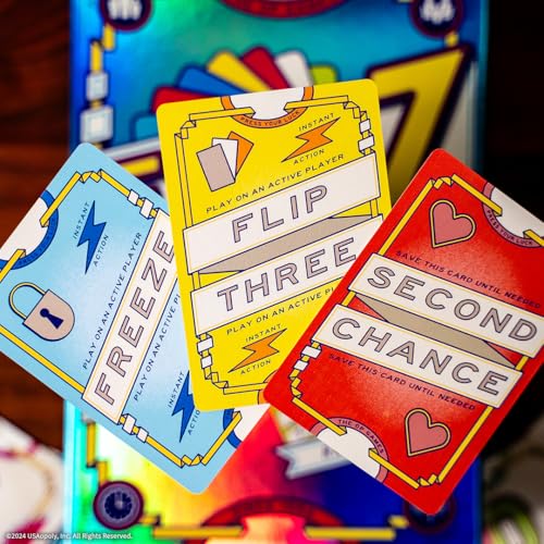 USAopoly The OP Flip 7 Kartenspiel auf Englisch für die ganze Familie | Wettbewerbs-Partyspiel für 3 oder mehr Spieler | Push-Your-Luck und Strategiespiel, Finalist Spielzeug des Jahres