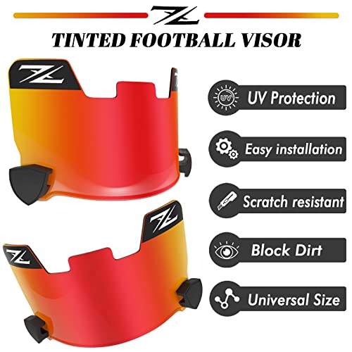 ZIXIOYS Tinted Football Visor, Universal Helmets Fits Youth and Adult Football Helmets (Red)