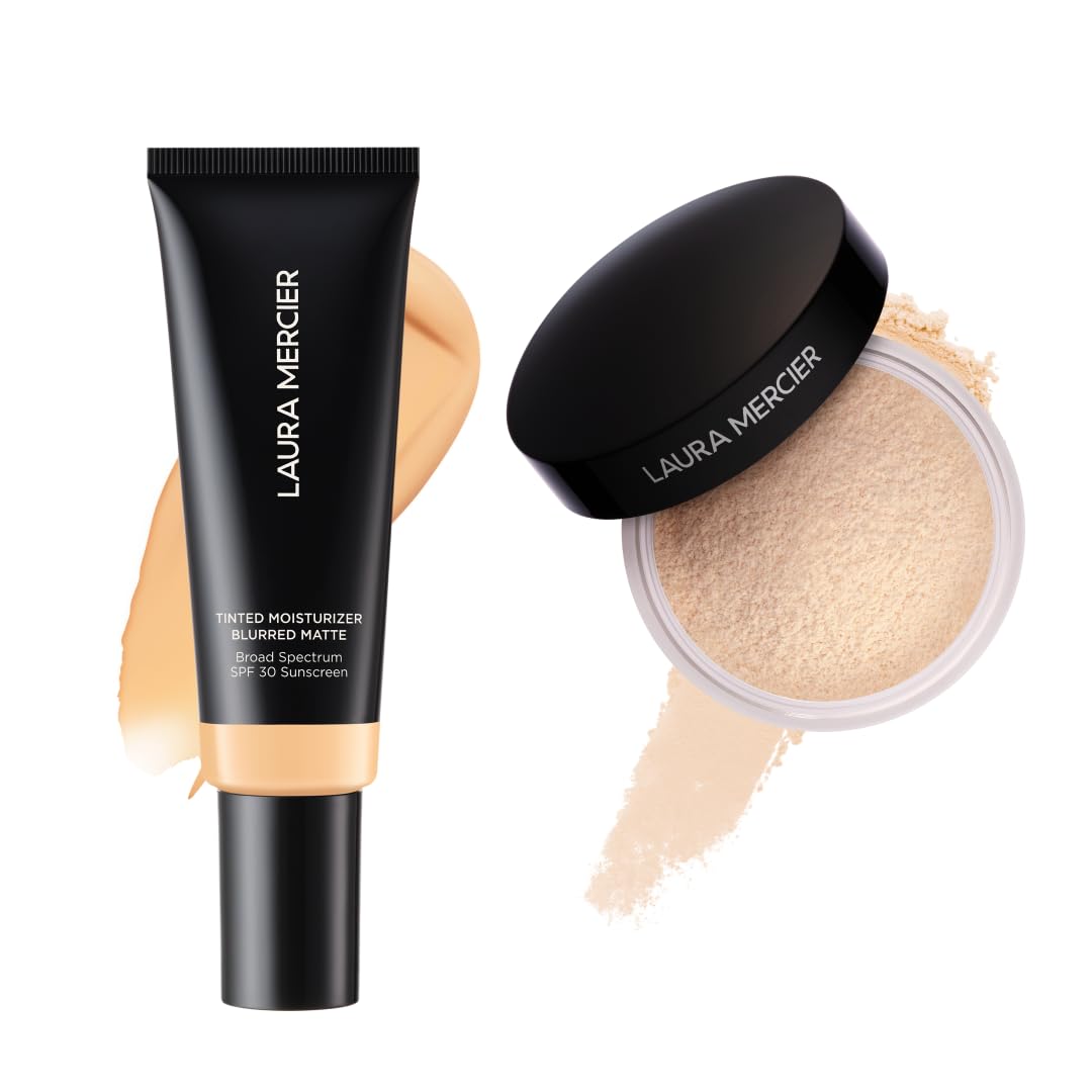Laura Mercier Tinted Moisturizer Blurred Matte with SPF 30 24HR Shine Control Shade 1W Blonde and Translucent Loose