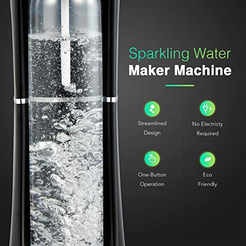 image for CO-Z Desktop Sparkling Water Maker Black, 1 Liter Homemade Soda Pop Ma