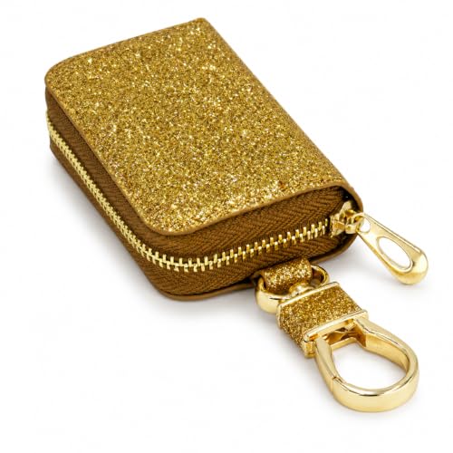 house key bag can be used interchangeably with the wallet. The metal zipper is secure and sturdy (Shining golden)