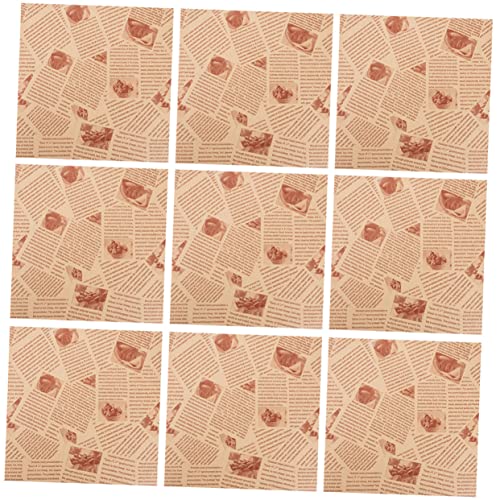 SOLUSTRE 100pcs Greaseproof Food Basket Liners Stylish Newsprint Sandwich Wrapping Paper Oil Resistant Sheets for Baking Packaging Snacks