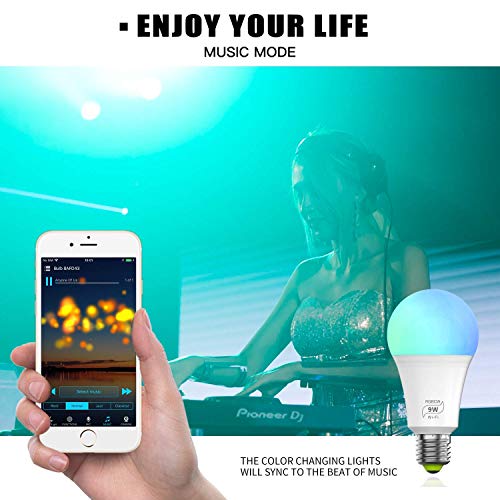 MagicLight Smart WiFi 9W (80w Equivalent) Light Bulb (No Hub Required), A19 E27 RGBCW Dimmable Multicolor LED WiFi Lights, Compatible with Alexa Google Home and Siri (2 Pack)