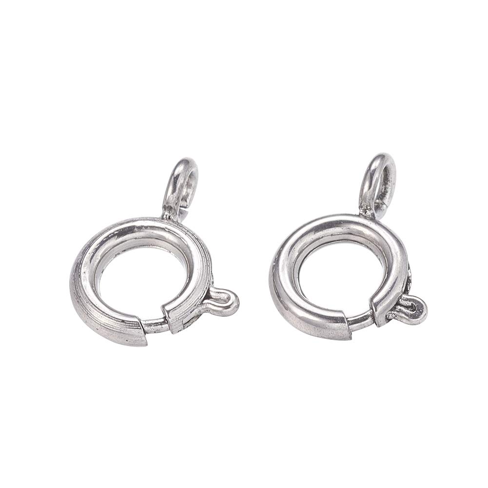 UNICRAFTABLE 50pcs 304 Stainless Steel Spring Clasps Close Ring Smooth Surface Clasps Findings for Handicrafts Jewelry Making 9.5x7x3mm