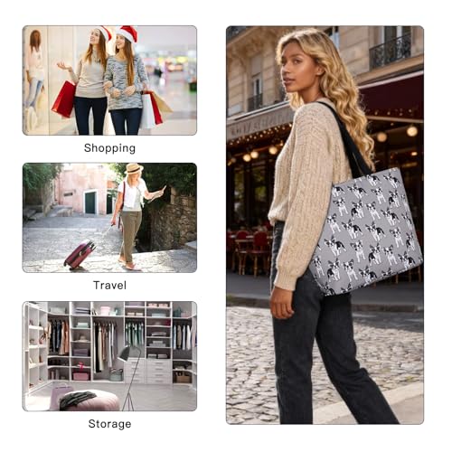 Duryarhall Versatile Waterproof Tote Bag for Women, Perfect for Office Commute & Weekend Travel, Features Padded 15" Laptop Sleeve, Anti-Theft Pocket & Bottle Holder, Dog Gray - image 2