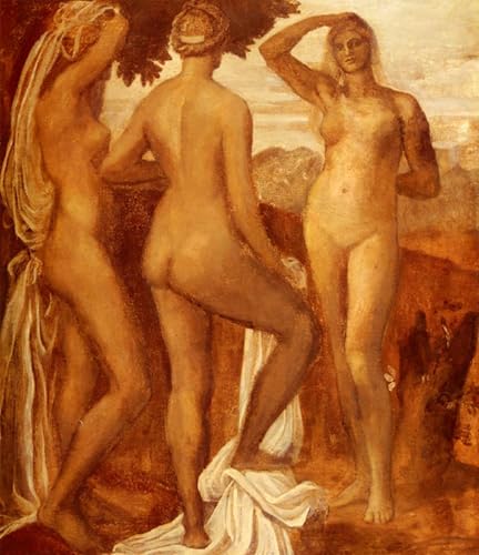 Lienzo decorativo El Juicio de Paris de George Frederic Watts, pintura vintage de 60x90cm