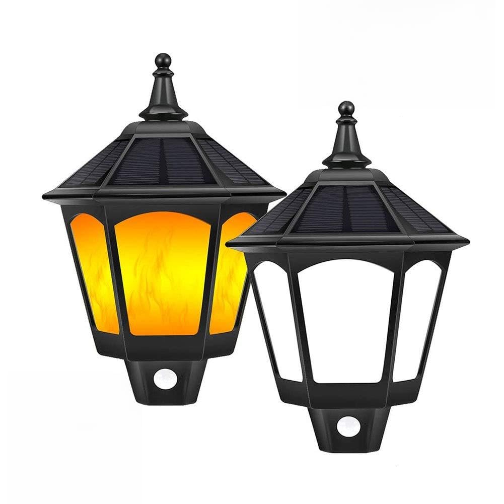 Solar Wall Light Outdoor, Greenclick Solar Wall Lantern PIR Motion Sensor Waterproof Solar Flame Lights for Pathway Patio Garden Yard Porch Stairways 2PCS