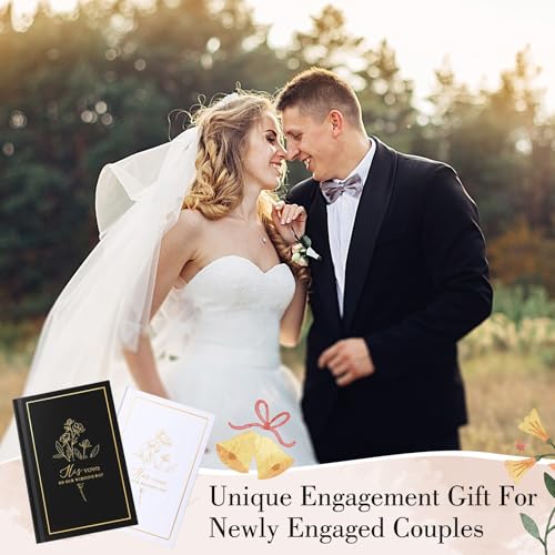 Image of Engrowtic Set of 2 Wedding Vow Books His and Hers (6.06x4.17) Premium Wedding Keepsake Essentials Elegant Bridal Shower Engagement Ceremony Gift for Bride Groom(Black White,Floral)