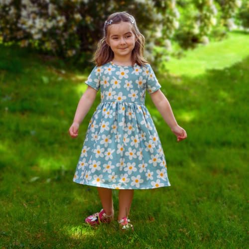 Portakal Toddler Girl Floral Dress Short Sleeve Cotton Casual Summer Clothes for Children 3 – 12 Years3