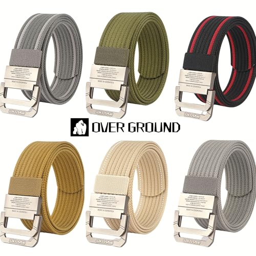 Double D-Ring Metal Buckle Colorful Nylon Webbing Belt Key Ring Strap, Casual Durable Tactical Golf Web Belt for Work Travel4