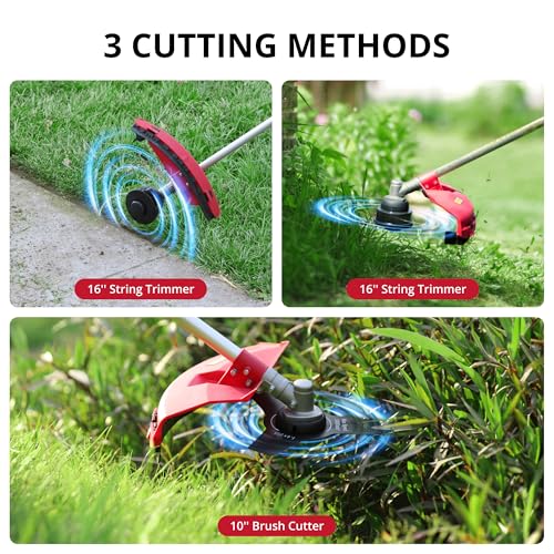 Image of 26cc Gas Powered 3IN1 String Trimmer,Weed Wacker, Edger & Brush Cutter | 2-Stroke Air-Cooled Engine,16 inch Cutting Swath,10 inch Metal Blade,Ergonomic Rubber Grip&Shoulder Strap for Yard & Garden Care
