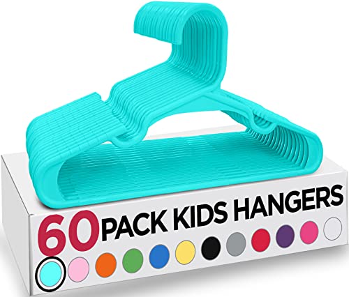 Image of Utopia Home 60 Pack Kids Hangers - 11.5 Inch Plastic Baby Hangers for Closet - Childrens Hanger for Clothes & Infant Hanger for Closet - for Everyday Standard Use (Teal)