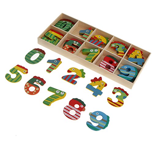 Números de madeira de animal fofo colorido Homyl – Números de artesanato para crianças aprendendo ce