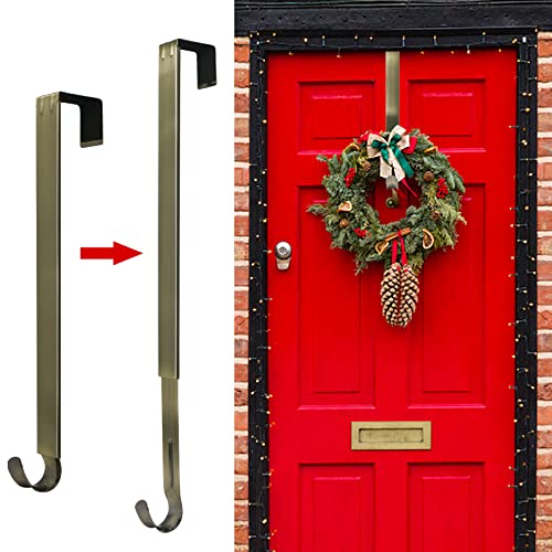 Image of ZMCINER Wreath Hanger for Front Door, Adjustable 15-25 Inch Wreath Hanger, 20 lbs Larger Door Upgrade, Nickel