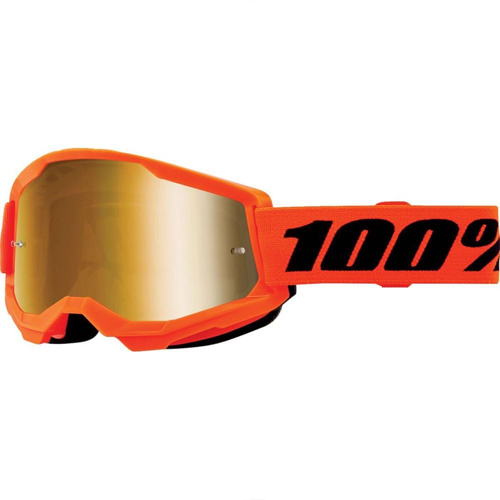 100% Maschera Strata 2 Junior Neon Orange - Lente A Specchio Oro