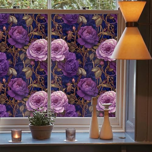 Vinilo Decorativo Azul Marino Floral de 15.7x118 pulgadas miniatura 3