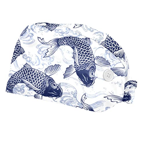 Casquettes de travail anti-transpiration à motif carpes japonaises JDEZ
