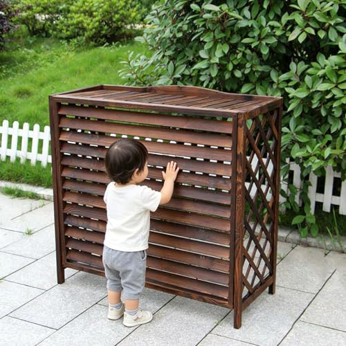 Housse de climatisation solide bois carbonisé pour protéger et décorer votre balcon - 6