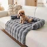 Calming Dog Bed for Couch, 29.5 x 29.5 inch, Non-Slip Luxurious Dog Sofa Mat for Furniture Protector, Perfect for Small, Medium Dogs and Cats (Dark Gray)