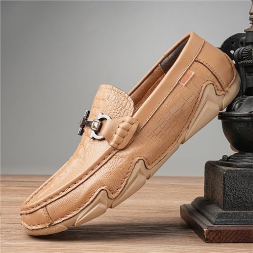 Round ToeFaux Crocodile Print Leather Loafers for Men Moccasins Comfortable Soft Bottom Casual2