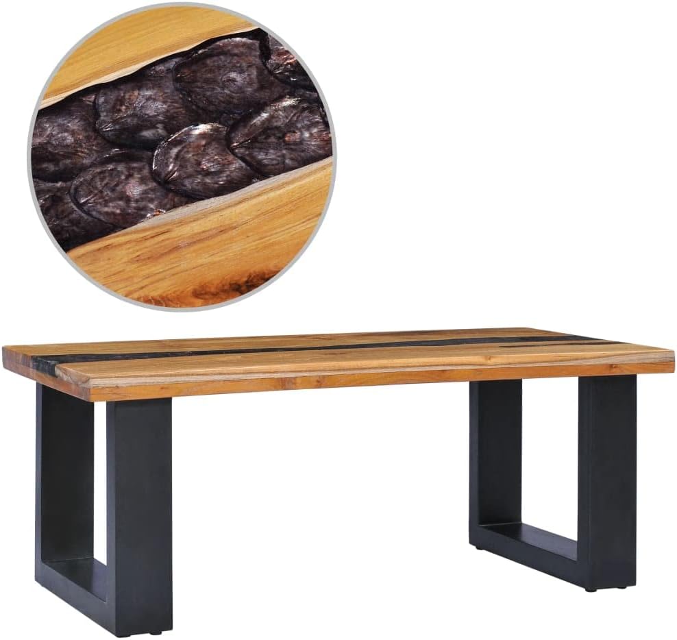 vidaXL Coffee Table Multicolor Teak Wood, Mango Wood, Polyresin