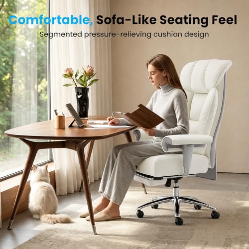 Image of Efomao Big and Tall Executive Office Chair 450lbs,White