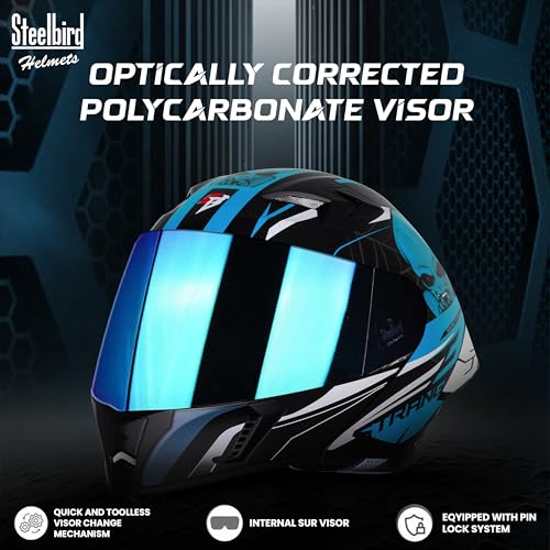 Image of Steelbird SBA-20 Strange ISI Certified Flip-Up Graphic Helmet for Men with Inner Silver Sunshield