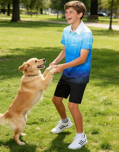 Cuddomper Boys Polo Shirt Fashion Golf Clothes Blue Sea Wave 13-146 Years - image 4
