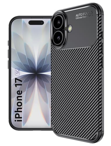 Image of Golden Sand Aramid Fiber Back Cover Case for iPhone 17 - Slim Fit, Military-Grade Drop Protection, Raised Edges for Screen & Camera (Space Black)