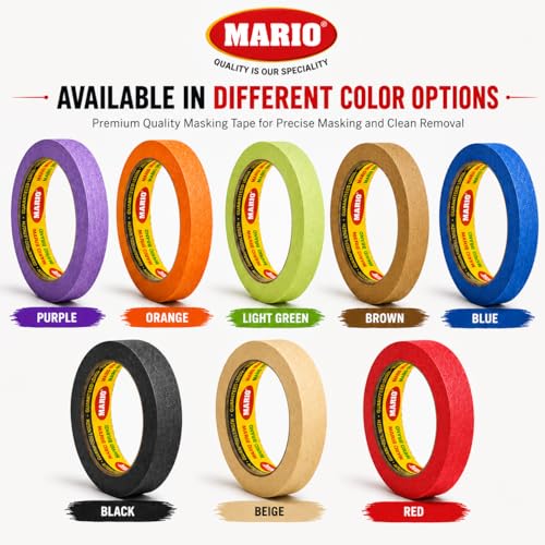 Image of Mario Purple Masking Tape - 20 Meter Length, 12mm Width - Strong Adhesive Tape for DIY, Painting & Repair Work - Residue Free - Pack of 2 Rolls