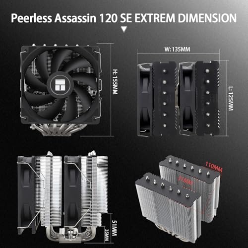 Image of Thermalright Peerless Assassin 120 SE Extrem Performance Edition CPU Cooler, Double Towers-6 Heat Pipes CPU Air Cooler, Dual Ball Bearing, 1850RPM, for AM4 /AM5,Intel lga1700 /1851(Performance Edition)