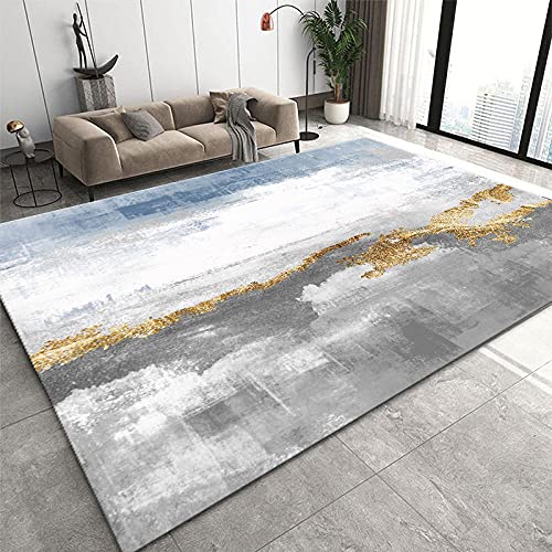 Tapis chambre ado conception graphique abstraite aux détails dorés élégants