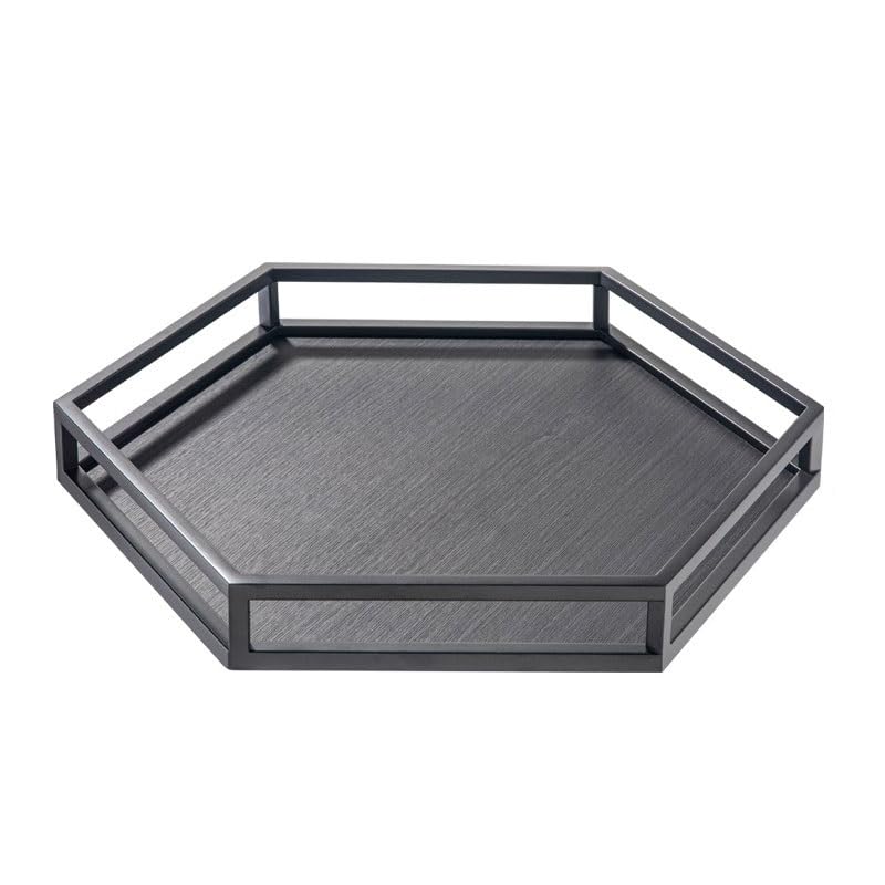 Bandejas para Servir Comida Bandeja Hexagonal Ligera de Lujo Crin, Almacenamiento Entrada, Bandeja Escritorio for cosméticos, Adornos Grises y Blancos, Decorativa for joyería Bandeja Horno(A,M)