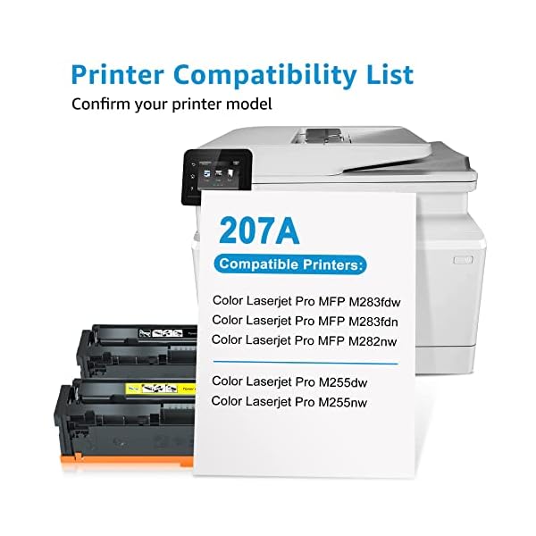 AUMOK (MIT CHIP) 207A Tonerkartusche Kompatibel für HP 207A 207X Color Laserjet Pro MFP M283fdw MFP M282nw MFP M283fdn M255dw M255nw Toner 207A W2210A W2211A W2212A W2213A 207X W2210X 4er-Pack – Bild 6
