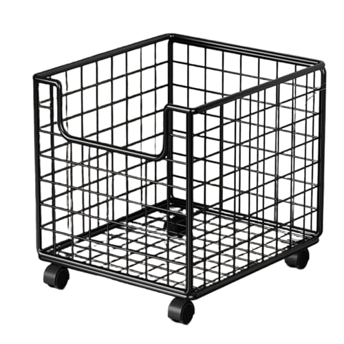 Cesta de frutas y verduras apilable con ruedas, capacidad para despensa, baño, mesa y más
