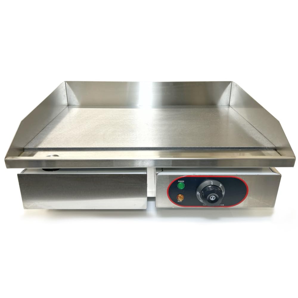 Chef-Hub Commercial Counter Top Electric Stainless Steel Griddle/Flat Hotplate/Barbeque, Griddle/Kitchen Grill/Fried Pans - 3Kw Ideal for Eggs, Bacon, Sausages Etc.