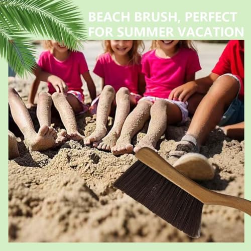 Image of Sand Brush for Beach Feet - Effective Sand Remover with Black Mesh Bag - Essential Beach Accessories Gear for Surfing, Water Sports, Volleyball - Ideal for Ocean and Lakeside Recreation (Brown)