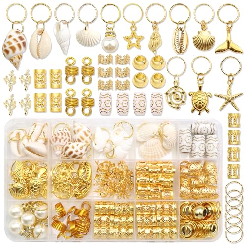 149 piezas accesorios para cabello en concha natural y metal dorado miniatura 1