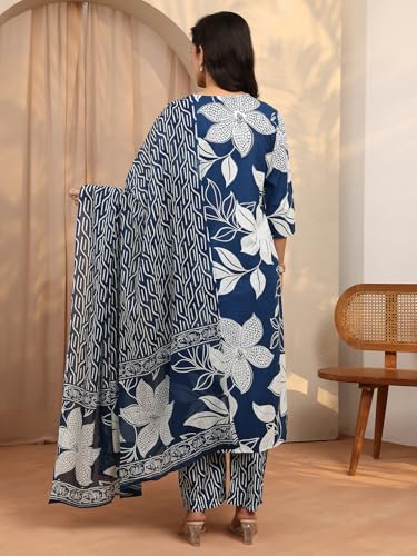 Image of Libas Printed Cotton Blend Straight Kurta Set for Women | daily wear suit