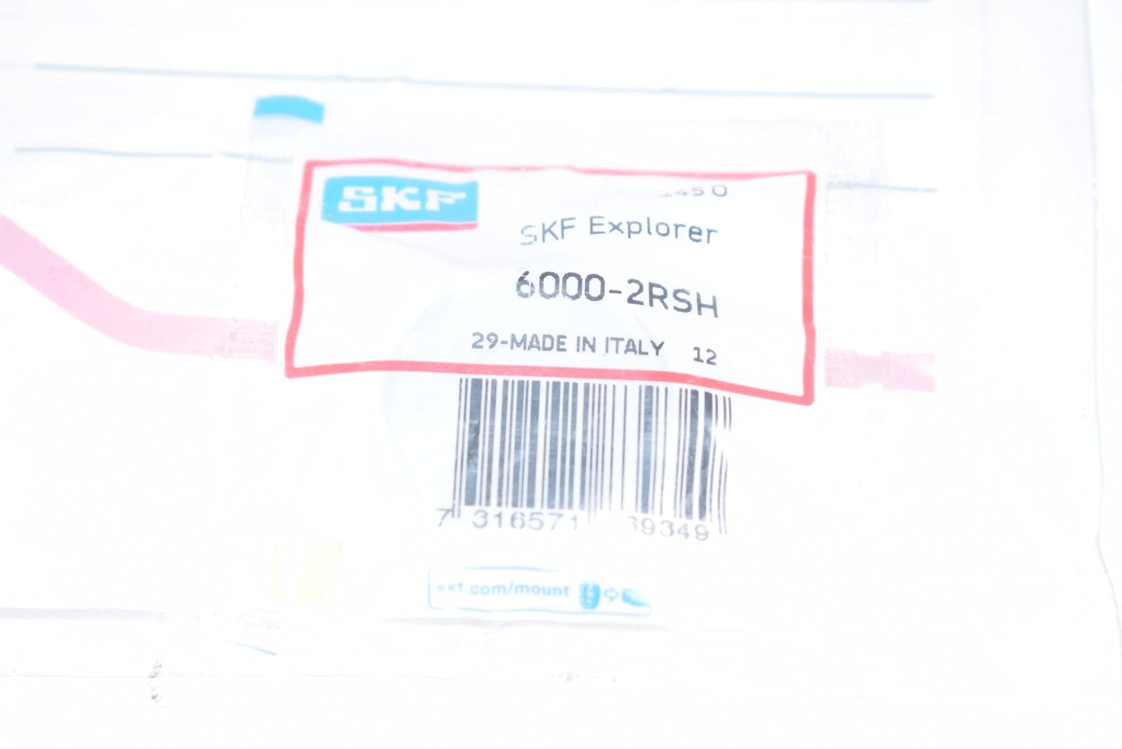 SKF 6000-2RSH 10 MM ID, 26 MM OD, 8 Width, C0 Internal Clearance, Double Sealed, Radial/DEEP Groove Ball Bearing - Round BORE