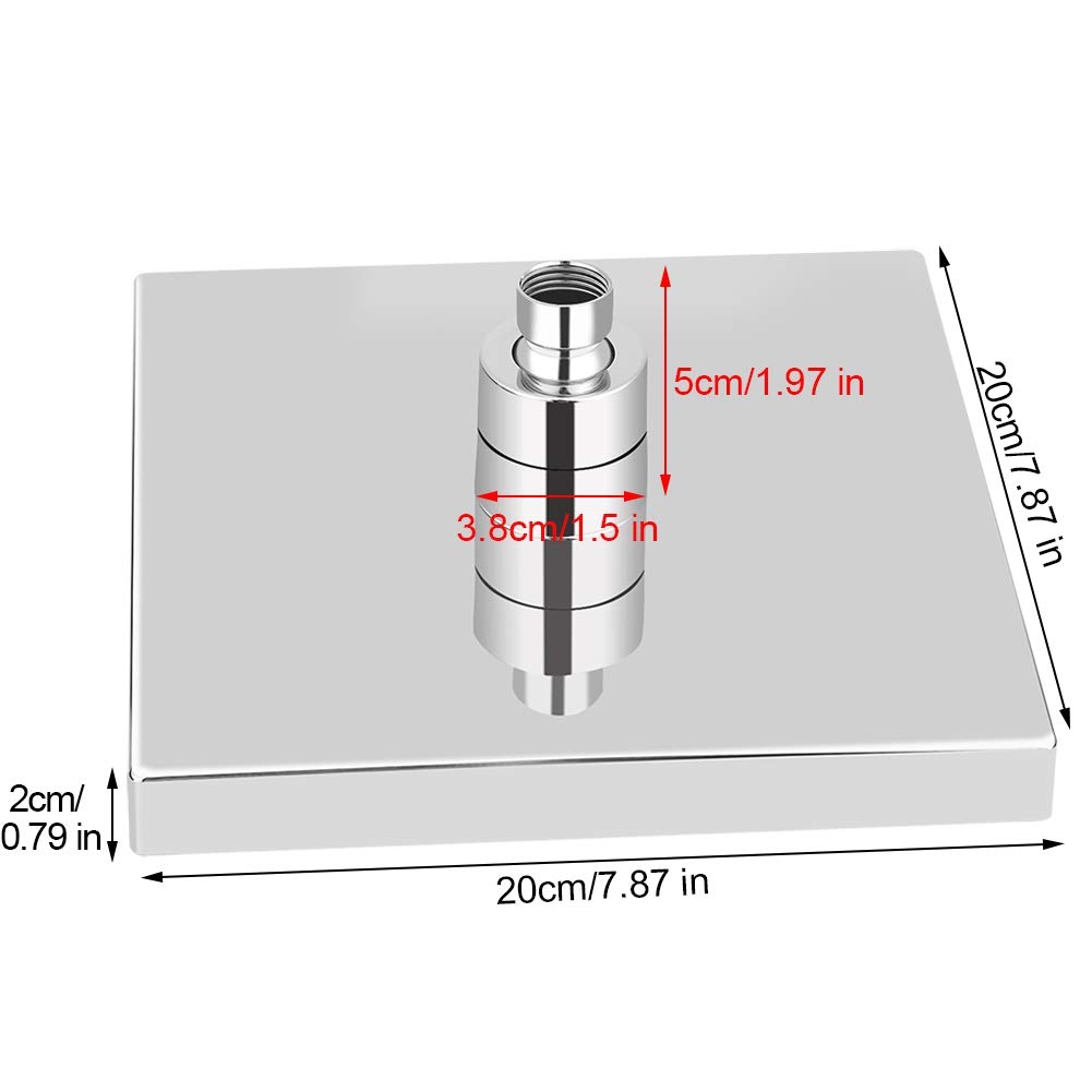 Soffione doccia fisso quadrato, 20,3 cm, a LED, soffione doccia a cascata in acciaio al carbonio, soffione regolabile per bagno, soffione a cascata con 7 colori che cambiano accessori per la casa
