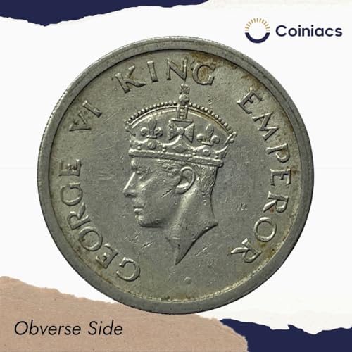 Image of One Rupee 1947 George VI King Emperor Nickel, British India Historic Old Coin for Collection | Last One Rupee Coin of British India, Multi