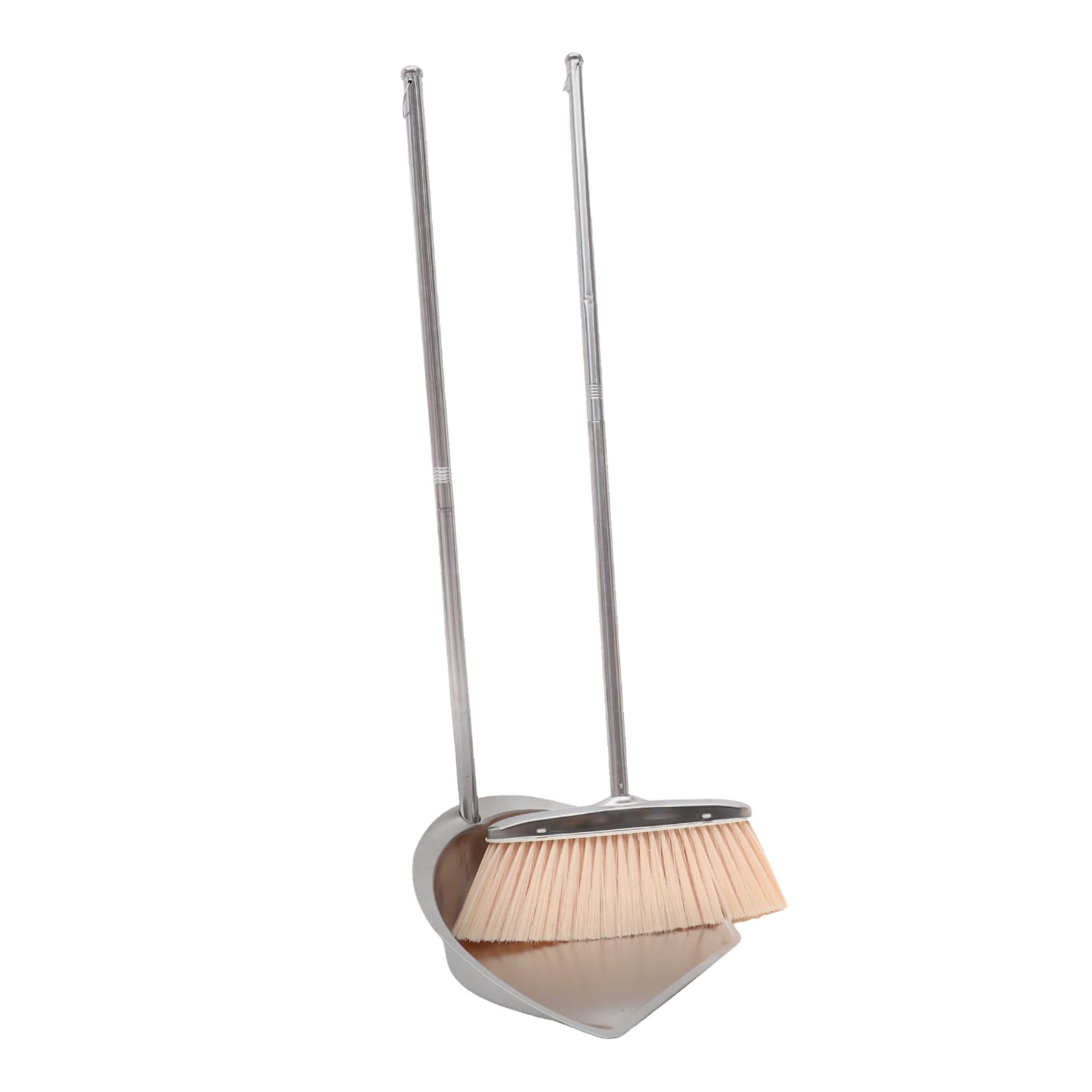 Hemobllo Escoba y Recogedor Domésticos De Acero Inoxidable Mango Largo Ergonómico, Kit De Limpieza Para Hogar y Dormitorio, Accesorios Resistentes y Ligeros Para Tareas Interiores y Exteriores