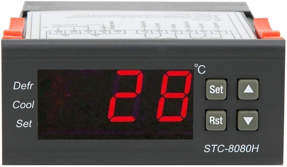 Digital Temperature Controller 8080H 10A 220VAC Thermostat with Display Refrigeration Defrosting Over-Limit Alarm -50°C to 99°C for Cooling Heating